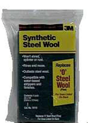 3M 10118 Synthetic Rectangular Steel Wool Pad, #0 Grit, 4" x 2", Green