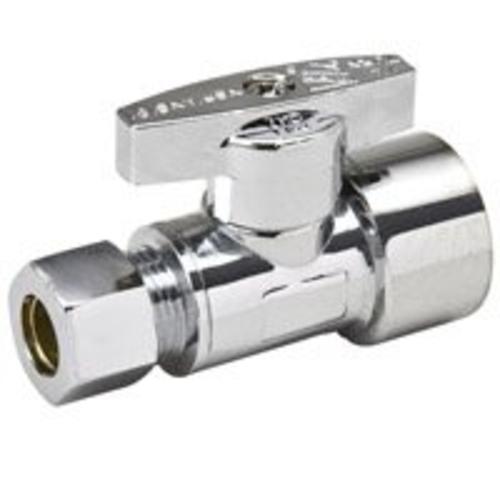 B & K 191-232HC Straight Water Supply Stop Valve, 1/2" x 3/8", Chrome Plated