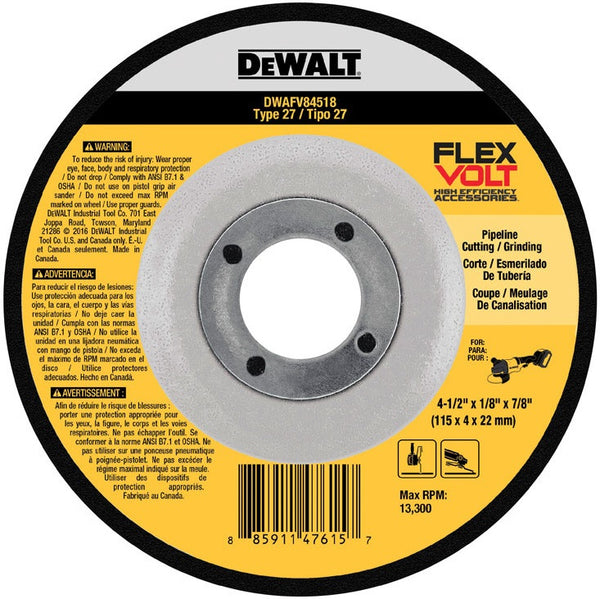DeWalt DWAFV84518 Flexvolt Cutting & Grinding Wheel, 4-1/2" x 1/8" x 7/8"