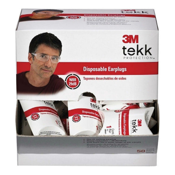 3M 90579-50-10C Tekk Protection Disposable Classic Earplug, 29 dB NRR, Soft Foam