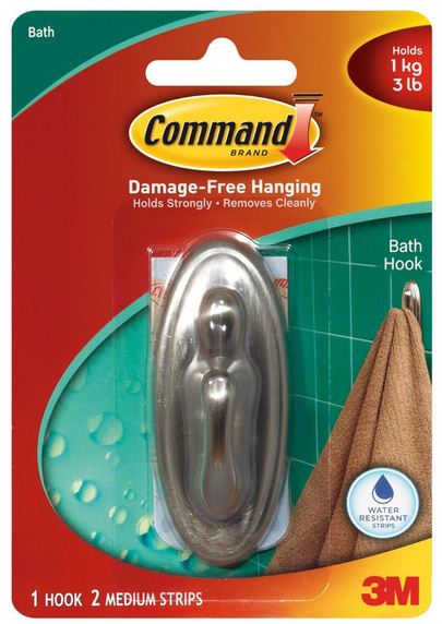 Command 17051BN-B Bath Traditional Medium Plastic Hook