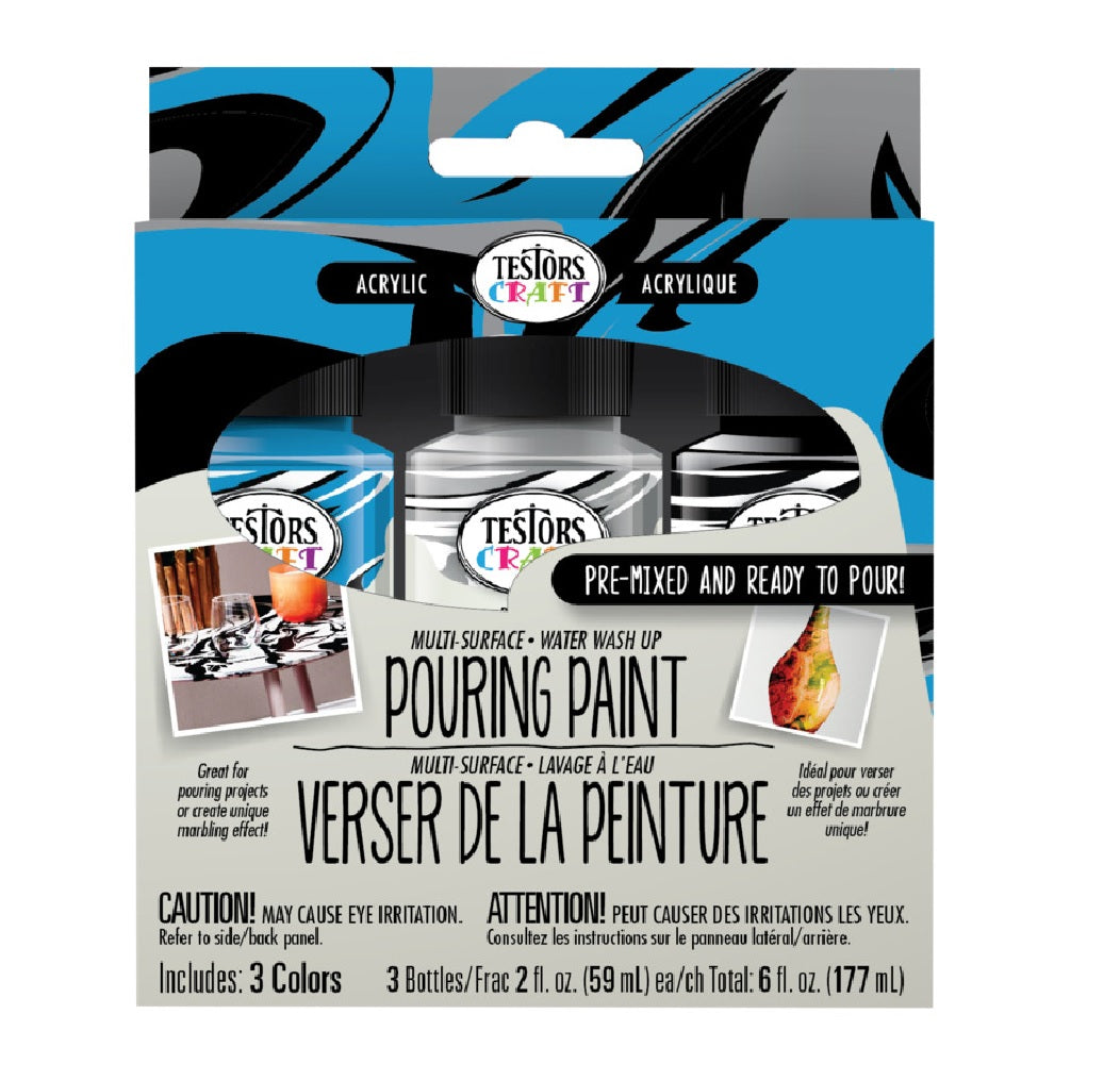 Testors 352454 Pouring Paint, Black/Silver/Turquoise, 2 oz