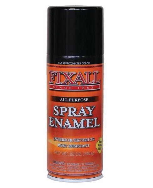 Fixall F1302 Enamel Spray Paint, Gloss, Liquid, Characteristic, 12 Oz, Aerosol, Black