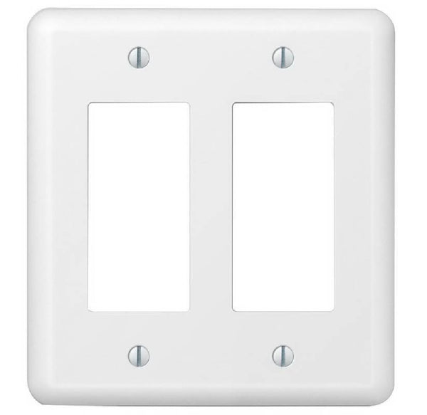 American Tack & Hardware 935RRW Devon Duplex Wall Plate, White, 2 Gang