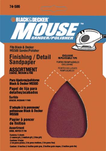 Black & Decker BDAMX-5 Mouse Assorted Sandpaper Kit, Pack of 5