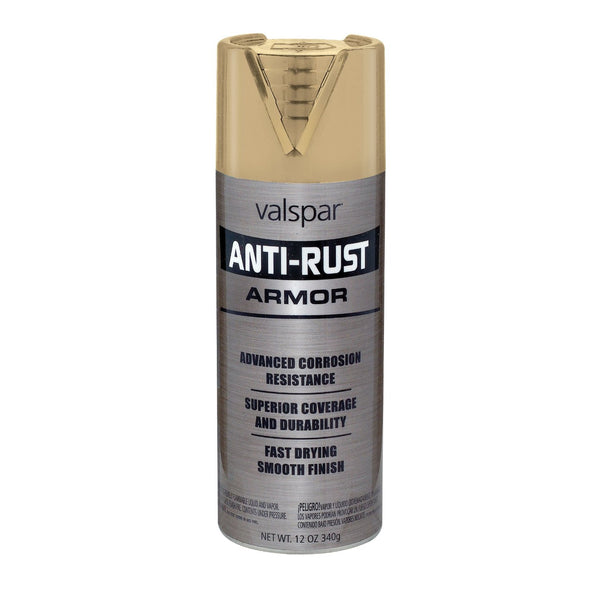 Valspar 044.0021930.076 Anti-Rust Armor Spray Paint, 12 Oz, Gloss Gold