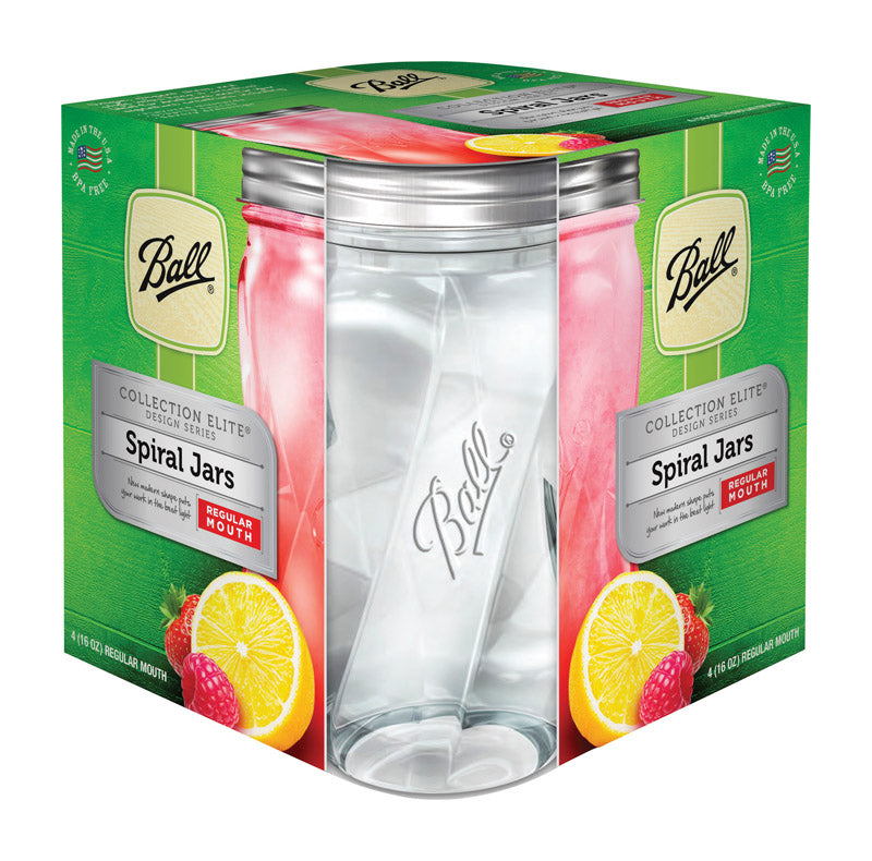 Ball 1440061183 Collection Elite Regular Mouth Spiral Canning Jar, 16 Oz