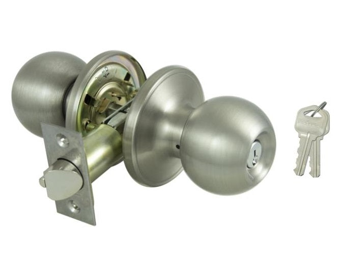 ProSource T3P00V-PS Tubualar Entry Knob Lockset, KA3 Keyed, Solid Brass