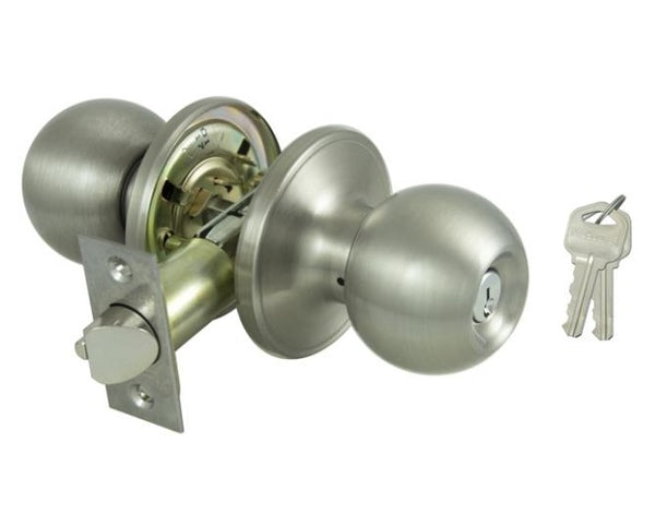 ProSource T3P00V-PS Tubualar Entry Knob Lockset, KA3 Keyed, Solid Brass