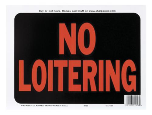 Hy-Ko 3036 Sign No Loiter9x12"Plstc