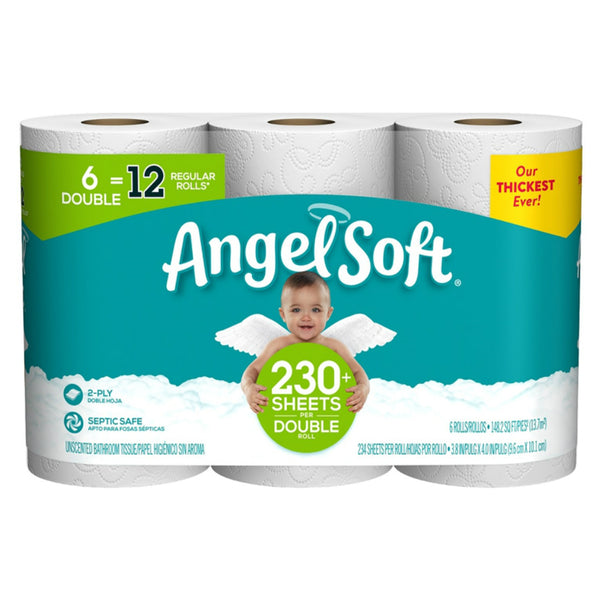 Angel Soft 79182 Bathroom Tissue, 2-Ply, 6 Double Rolls