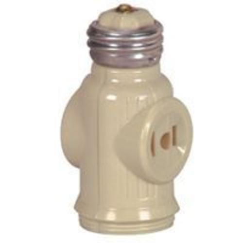 Cooper Wiring BP715V Ivory Keyless Lampholder Adapter, 125 Volt
