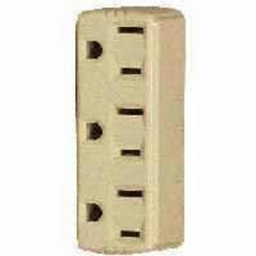Cooper Wiring BP1147V Three Outlet Grounding Outlet Adapter, 3 Wire, Ivory