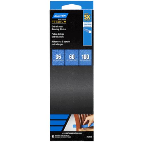 Norton 07660782078 Extra Large Sanding Sticks 9"X1"X1", Assorted