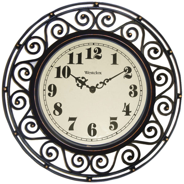 Westclox 32021A Wrought Iron Style Round Wall Clock, 12"