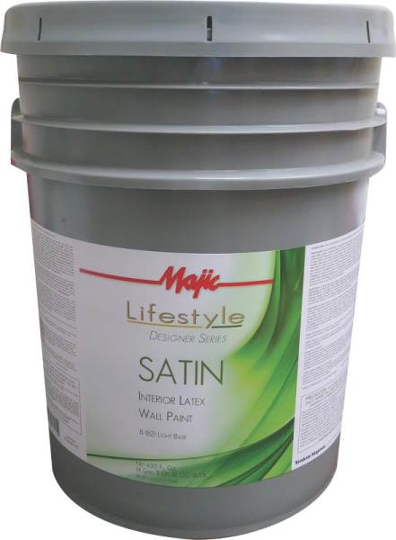 Majic Lifestyle 8-1821 Satin Interior Latex Wall Paint, White/Light Base