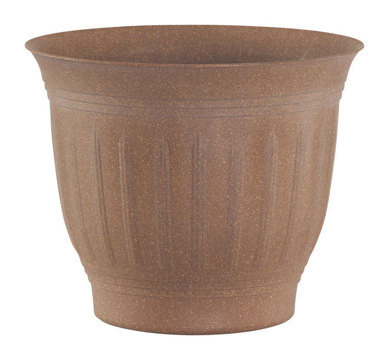 Bloem CLN16-43 Colonnade Flower Pot, Plastic, Dark Earth, 16" x 13" x 9"