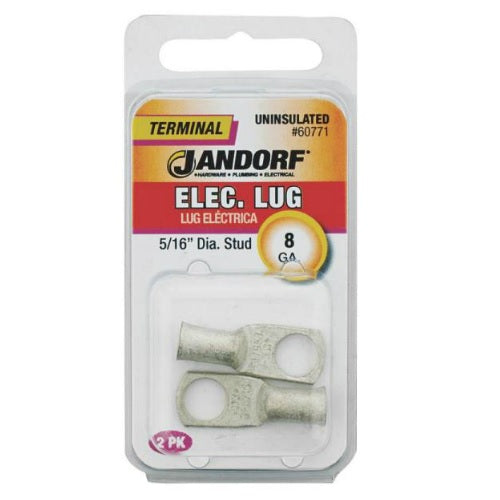 Jandorf 60771 Uninsulated Electrical Terminal Lug, 8 Gauge AWG, 5/16"