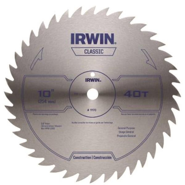 Irwin 11170 Steel Circular Saw Blade, 40 Teeth, 10"