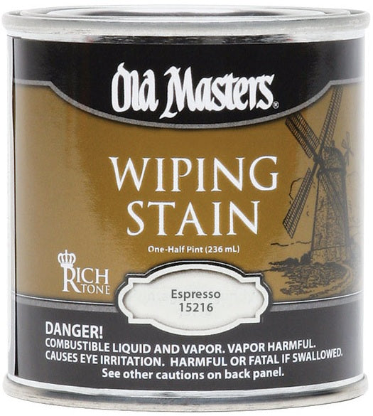 Old Masters 15216 Semi-Transparent Wiping Stain, 1/2 Pint, Espresso