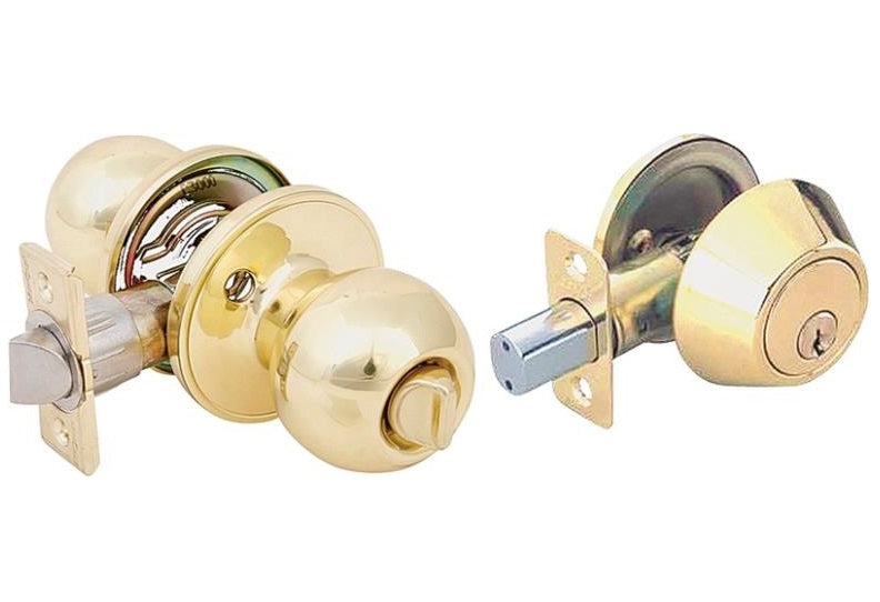 Prosource B37B1-PS T3 deadbolt & entry lockset combo, Polished Brass