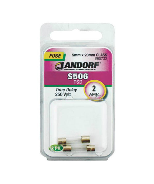 Jandorf 60732 S506 Glass Tube Fuse, 2 Amp