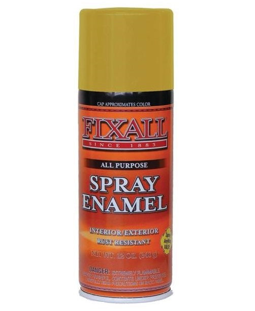 Fixall F1350 Enamel Spray Paint, Liquid, Characteristic, 12 Oz, Aerosol, Yellow