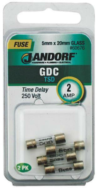 Jandorf 60676 GDC Glass Tube Fuse, 2 Amp, 250 Volt