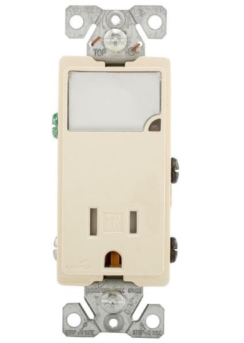 Cooper Wiring TR7735LA-BOX Combination LED Nightlight With TR Receptacle, Light Almond