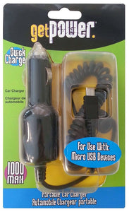GetPower GP-CLA-M Vehicle Charging Cord for Android Phones, Black