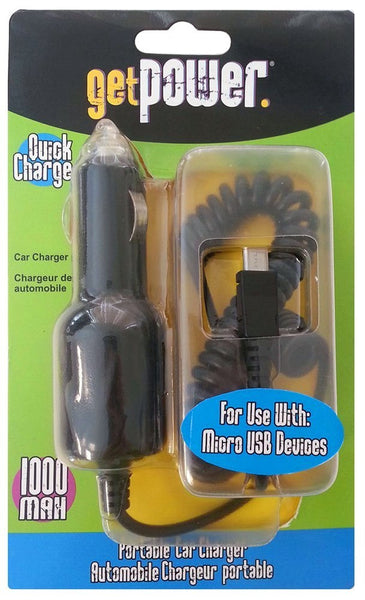 GetPower GP-CLA-M Vehicle Charging Cord for Android Phones, Black