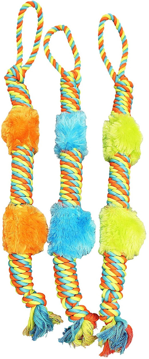 Boss Pet WB15523 Chomper Rope Tug With Plush Squeakers, 29", Assorted Colors