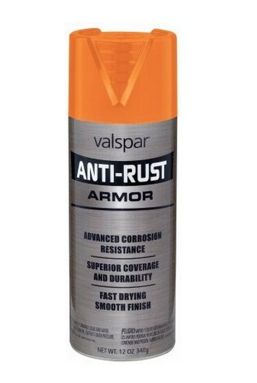 Valspar 044.0021937.076 Anti-Rust Armor Spray Paint, 12 Oz, Osha Orange