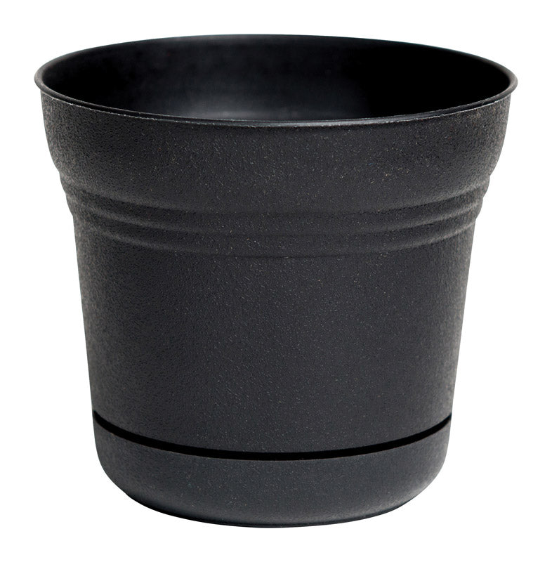 Bloem SP1200 Saturn Flower Pot, Plastic, Black, 10.75" x 12.25"
