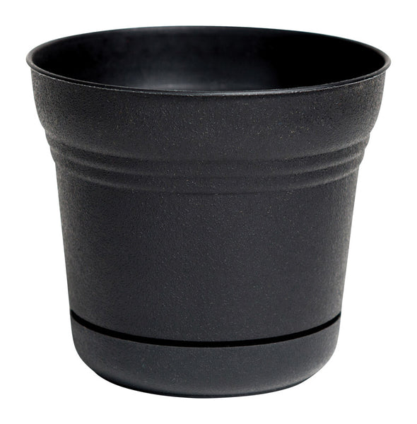 Bloem SP1200 Saturn Flower Pot, Plastic, Black, 10.75" x 12.25"