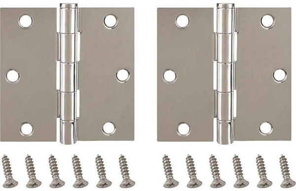 Prosource BH-202CH-PS Square Corner Residential Door Hinges, Bright Chrome