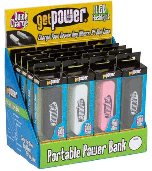 GetPower Battery Back Up Micro USB Cord & Flashlight Display, 20 Piece