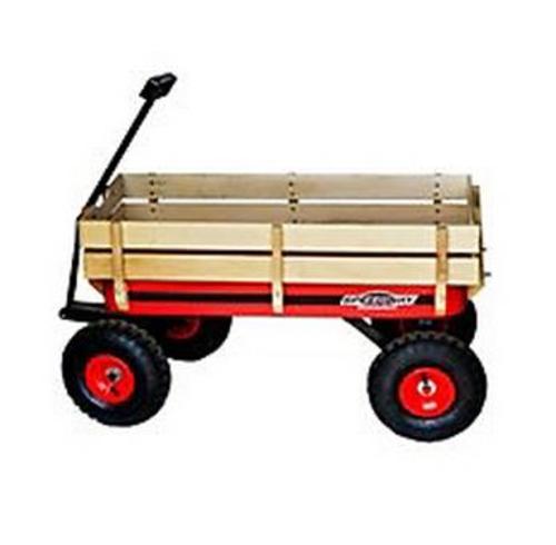 SpeedWay 52178 All-Terrain Racer Wagon with Wood Panels, Red, 200 Lb