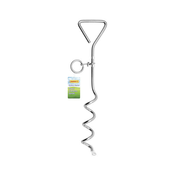 Westminster Pet 7N00002 Ruffin' It Rust-Resistant Tie-Out Stake Corkscrew, Tempered Steel, 15.33"