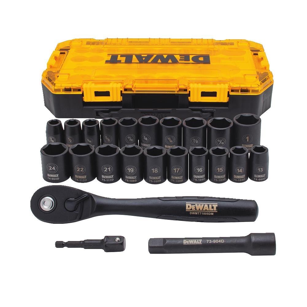 DeWalt DWMT74739 1/2 Drive Impact Socket Set, 23 Pieces, Black
