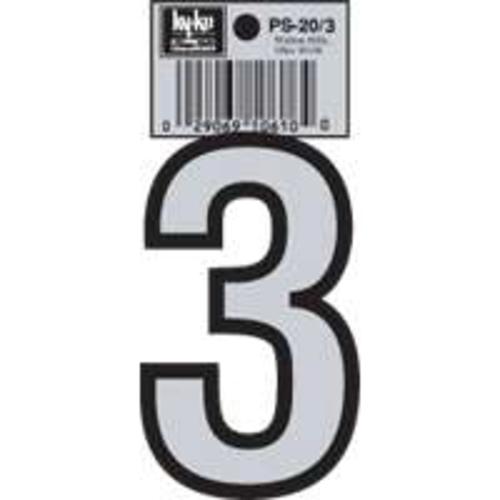 Hy-Ko PS-20/3 Reflective Vinyl House Number #3, 3-1/4"