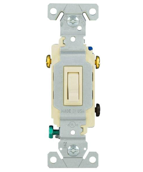 Cooper Wiring 1303-7LA 3-Way Grounding Toggle Switch, 120 VAC, 15 A