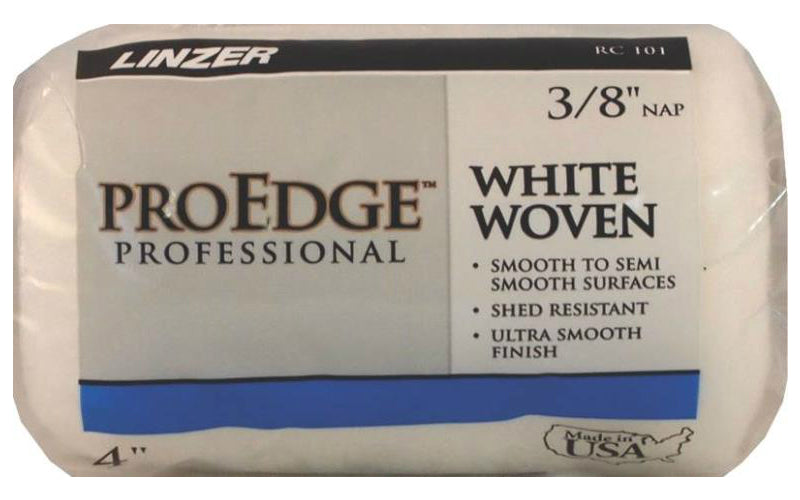 Linzer RC 101-4 ProEdge White Woven Paint Roller Cover, 4" x 3/8" NAP