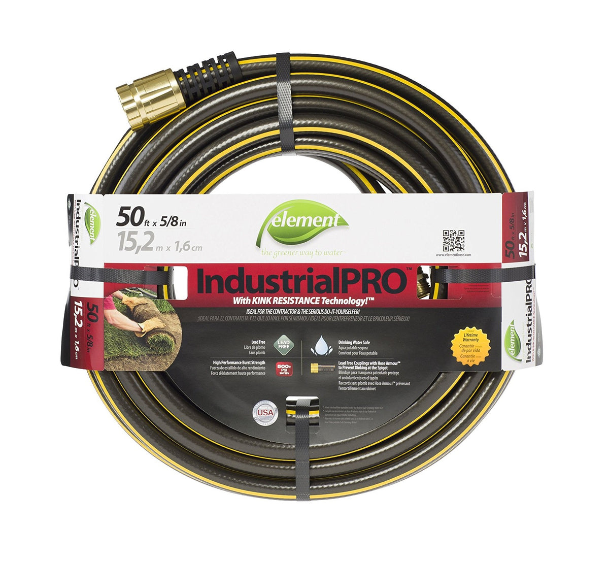 Element ELIH58050 Industrial Pro Garden Hose, 5/8" x 50&#039;