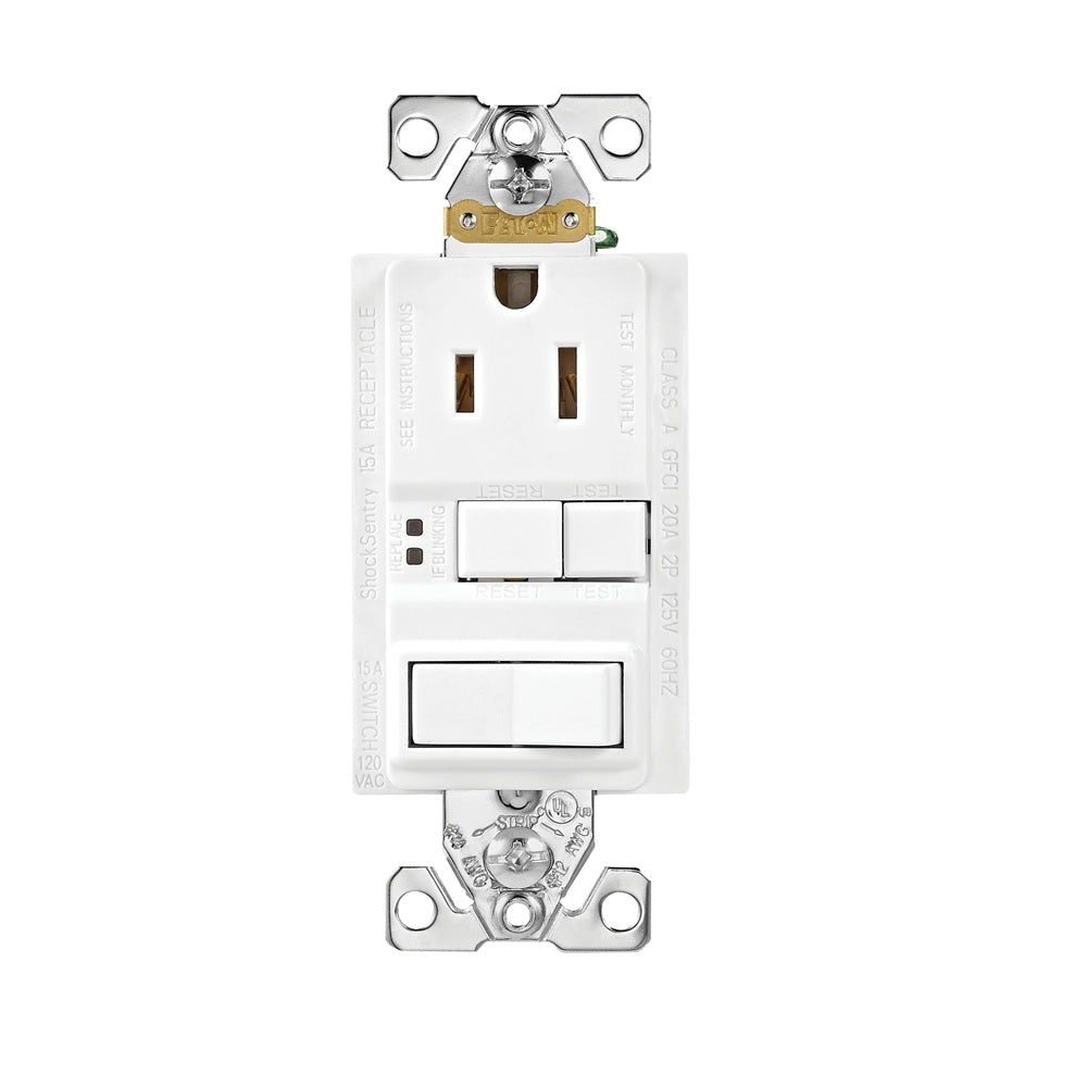 Cooper Wiring TRSGFS15WML Switch/GFCI Receptacle, 125 Volts, 15 AMp