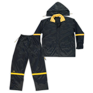 CLC R103M 3-Piece Deluxe Nylon Rain Suit, Black, Medium