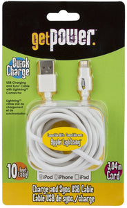 GetPower GP-XL-USB-L USB Charging and Sync Cable With Lightning Connector, 10'