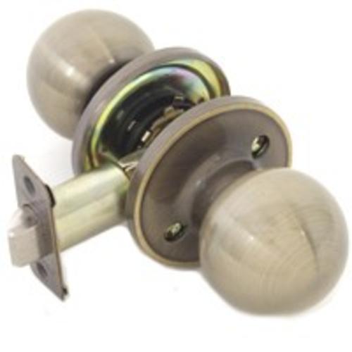 Mintcraft T3830V 6-Way Adjustable Latch Passage Knob Lockset, Antique Brass