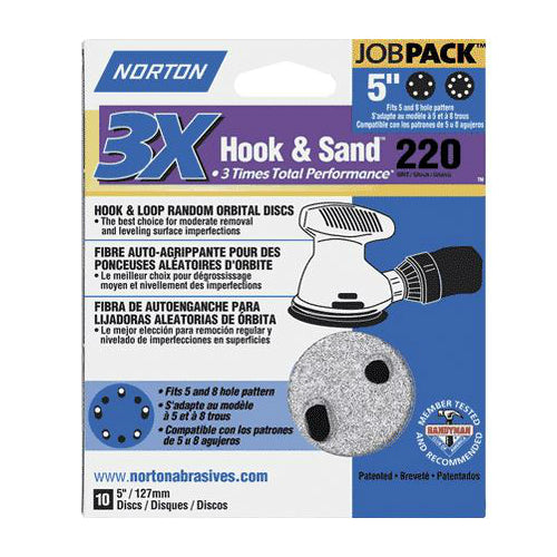 Norton 03218 Hook and Loop Sanding Disc, 5" Dia., Grit 220