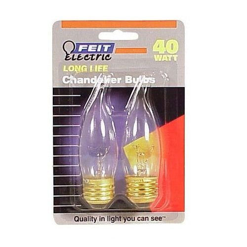 Feit Electric BP40EFC Flame Tip Chandelier Light Bulb, 40 Watts, 120 Volt